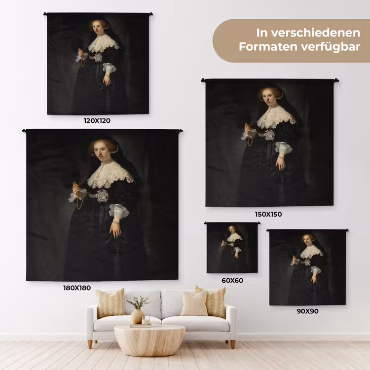 Het huwelijksportret van Oopjen Coppit - Rembrandt van Rijn Wandkleed katoen klein -tsfeer8_DE