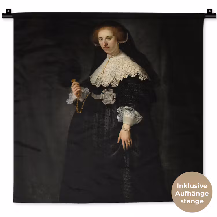 Het huwelijksportret van Oopjen Coppit - Rembrandt van Rijn Wandkleed katoen klein -t3d_DE