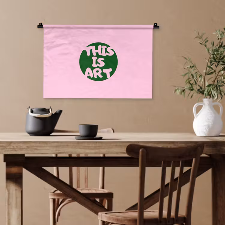 This is art - Tekst - Cirkel - Groen Wandkleed katoen klein -sfeer6