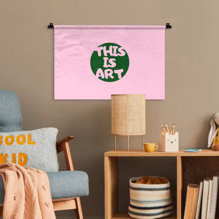 This is art - Tekst - Cirkel - Groen Wandkleed katoen klein -wsfeer4_kind