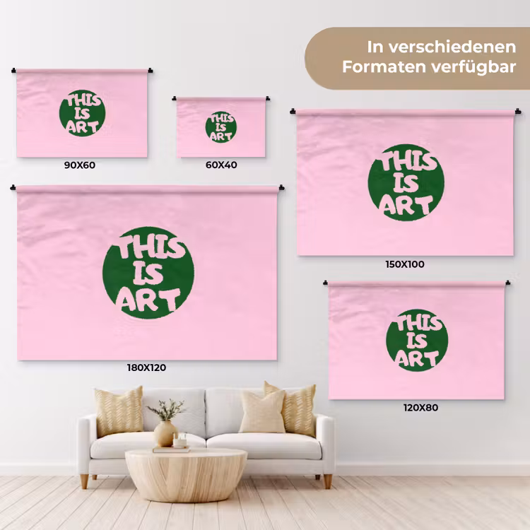 This is art - Tekst - Cirkel - Groen Wandkleed katoen klein -tsfeer8_DE