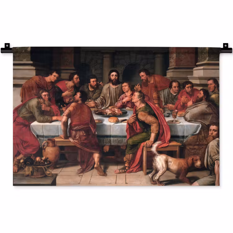 Het laatste avondmaal - Schilderij van Willem Key Wandkleed katoen klein -zz3d