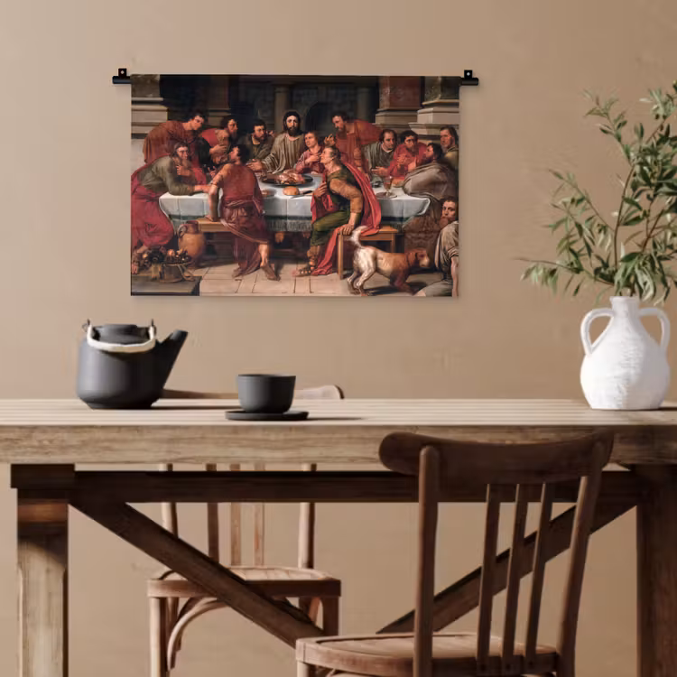 Het laatste avondmaal - Schilderij van Willem Key Wandkleed katoen klein -sfeer6