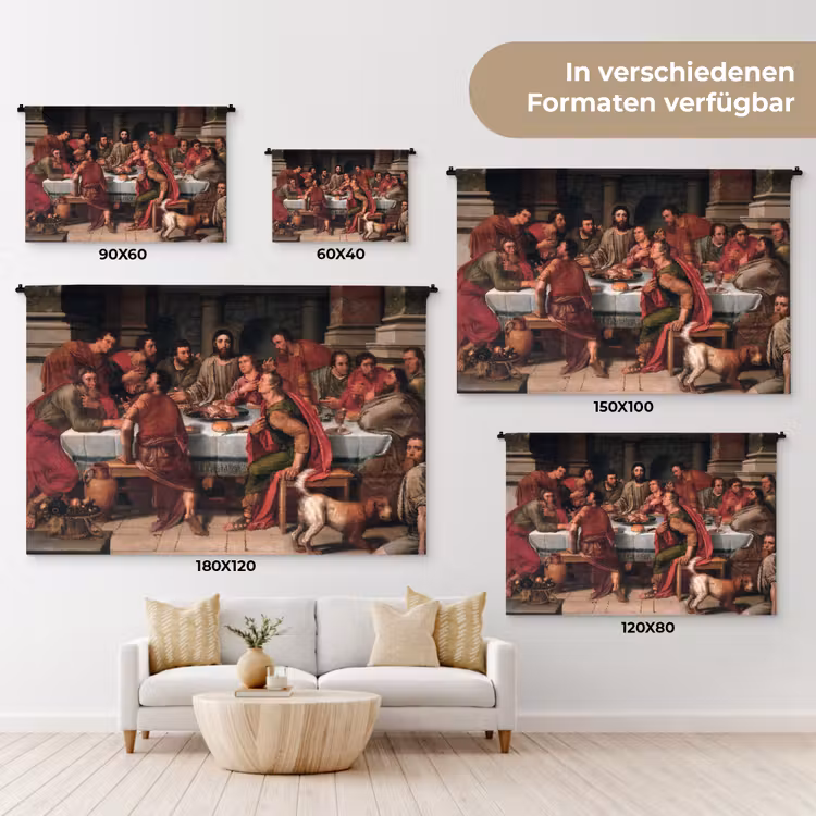 Het laatste avondmaal - Schilderij van Willem Key Wandkleed katoen klein -tsfeer8_DE