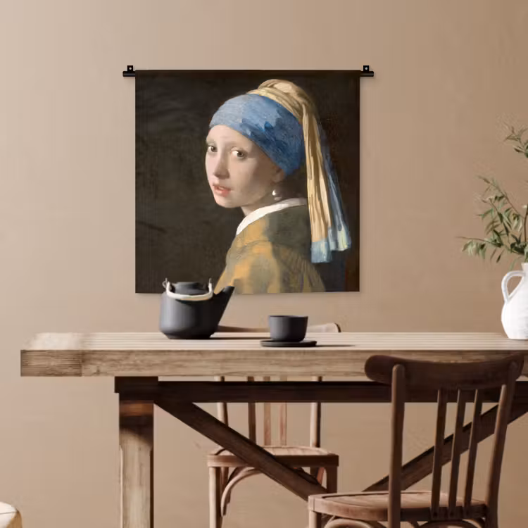 Meisje met de Parel - Schilderij van Johannes Vermeer Wandkleed katoen klein -sfeer6