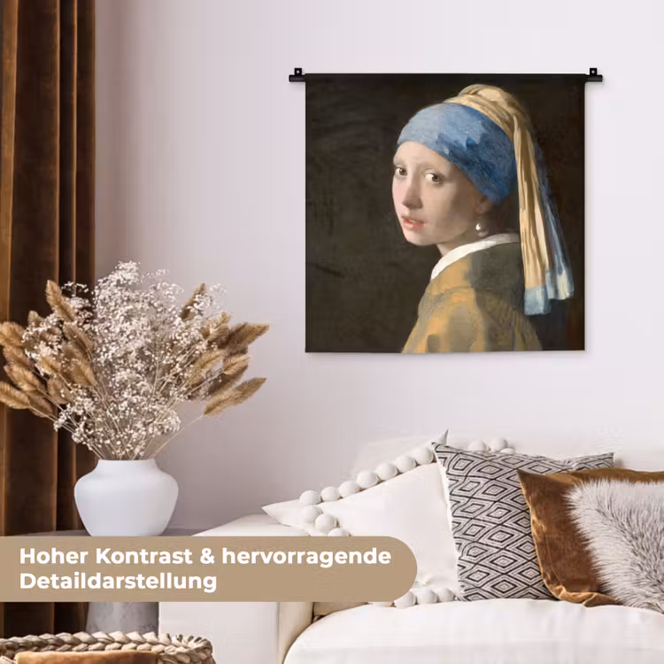 Meisje met de Parel - Schilderij van Johannes Vermeer Wandkleed katoen klein -tsfeer1_DE