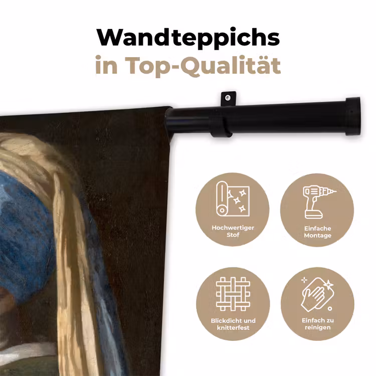 Meisje met de Parel - Schilderij van Johannes Vermeer Wandkleed katoen klein -tsfeer2_DE