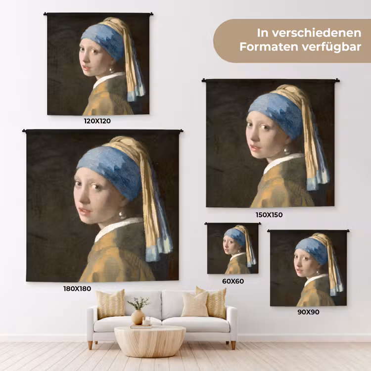Meisje met de Parel - Schilderij van Johannes Vermeer Wandkleed katoen klein -tsfeer8_DE