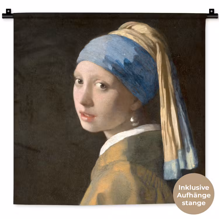 Meisje met de Parel - Schilderij van Johannes Vermeer Wandkleed katoen klein -t3d_DE