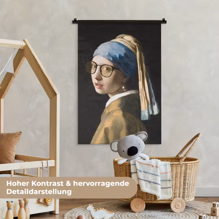 Meisje met de parel - Johannes Vermeer - Bril Wandkleed katoen klein -xsfeer1_kind_DE