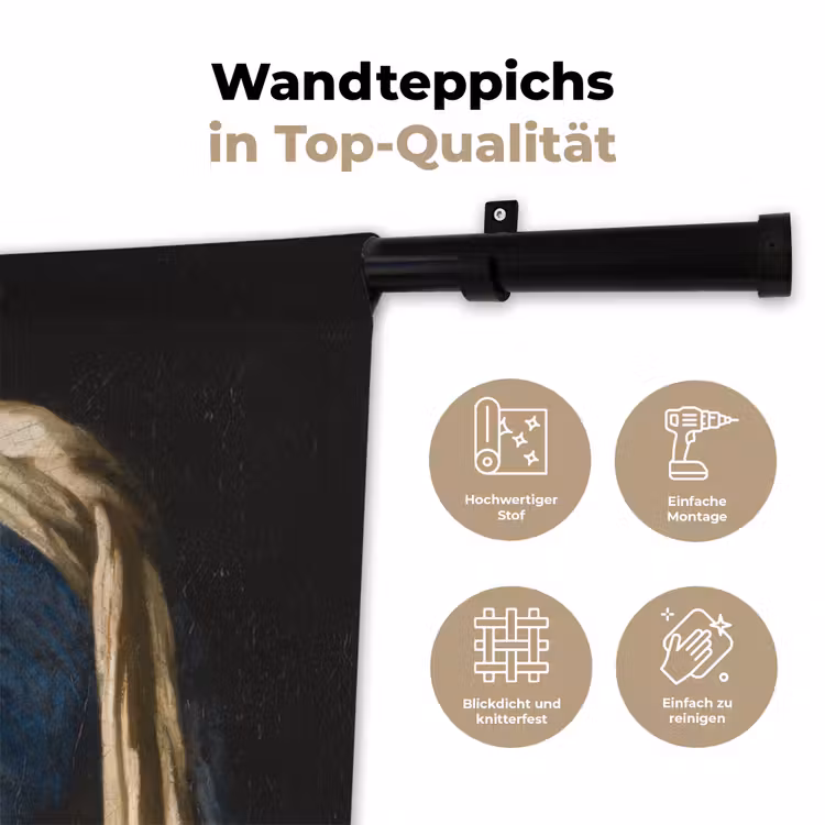 Meisje met de parel - Johannes Vermeer - Bril Wandkleed katoen klein -tsfeer2_DE