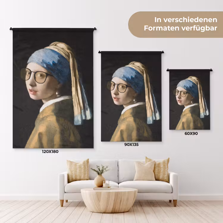 Meisje met de parel - Johannes Vermeer - Bril Wandkleed katoen klein -tsfeer8_DE
