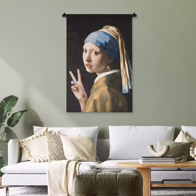 Meisje met de parel - Johannes Vermeer - Peace Wandkleed katoen klein -sfeer7