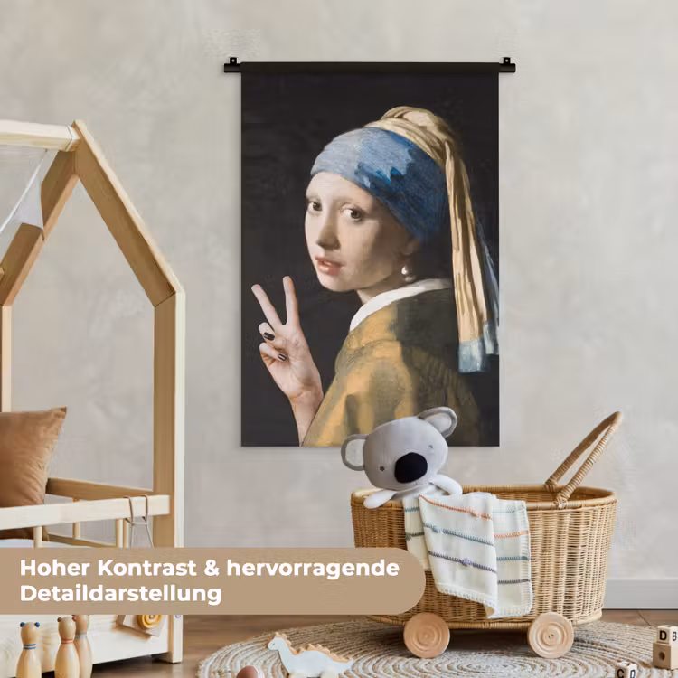 Meisje met de parel - Johannes Vermeer - Peace Wandkleed katoen klein -xsfeer1_kind_DE