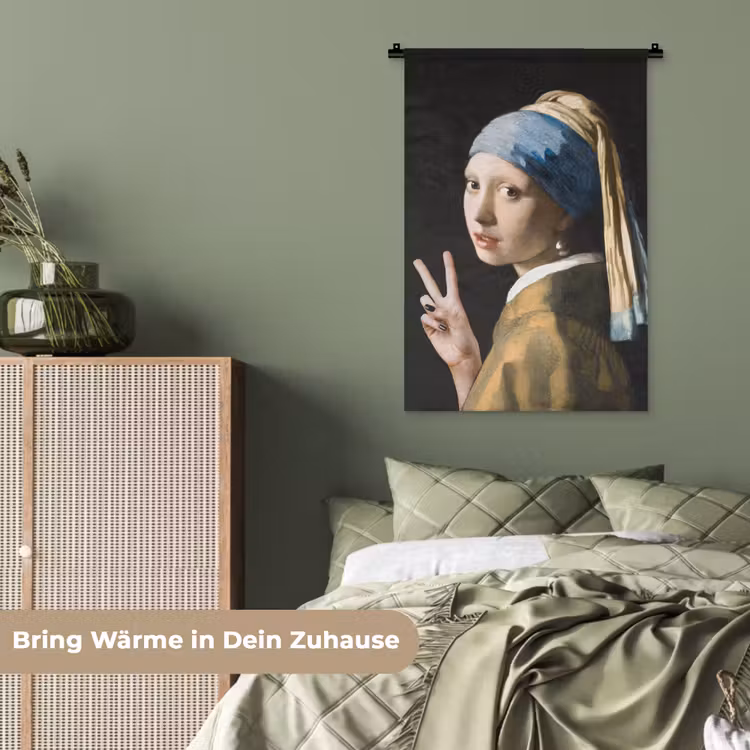 Meisje met de parel - Johannes Vermeer - Peace Wandkleed katoen klein -tsfeer3_DE