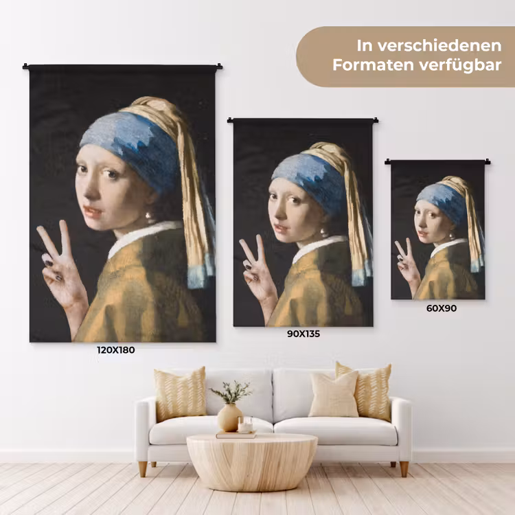 Meisje met de parel - Johannes Vermeer - Peace Wandkleed katoen klein -tsfeer8_DE