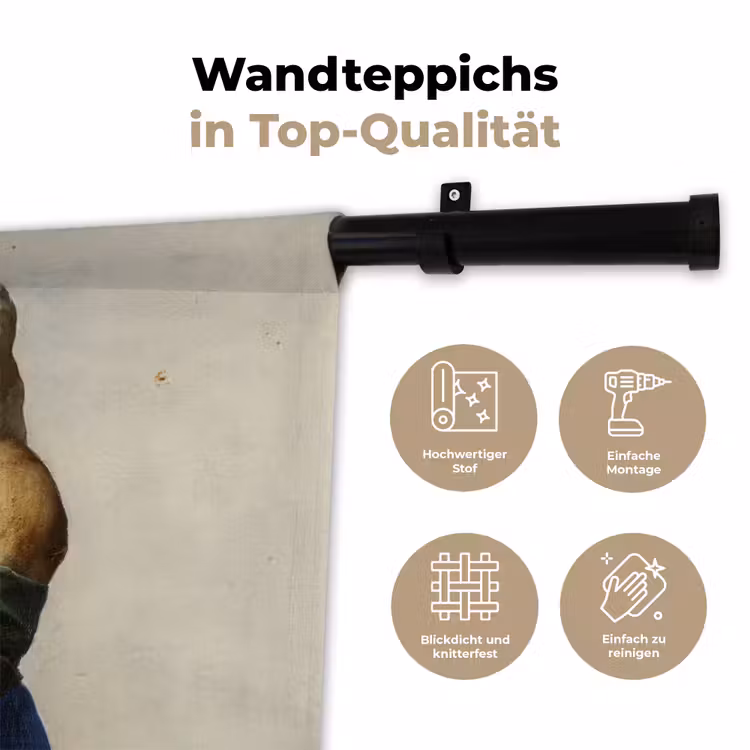 Het melkmeisje - Schilderij van Johannes Vermeer Wandkleed katoen klein -tsfeer2_DE