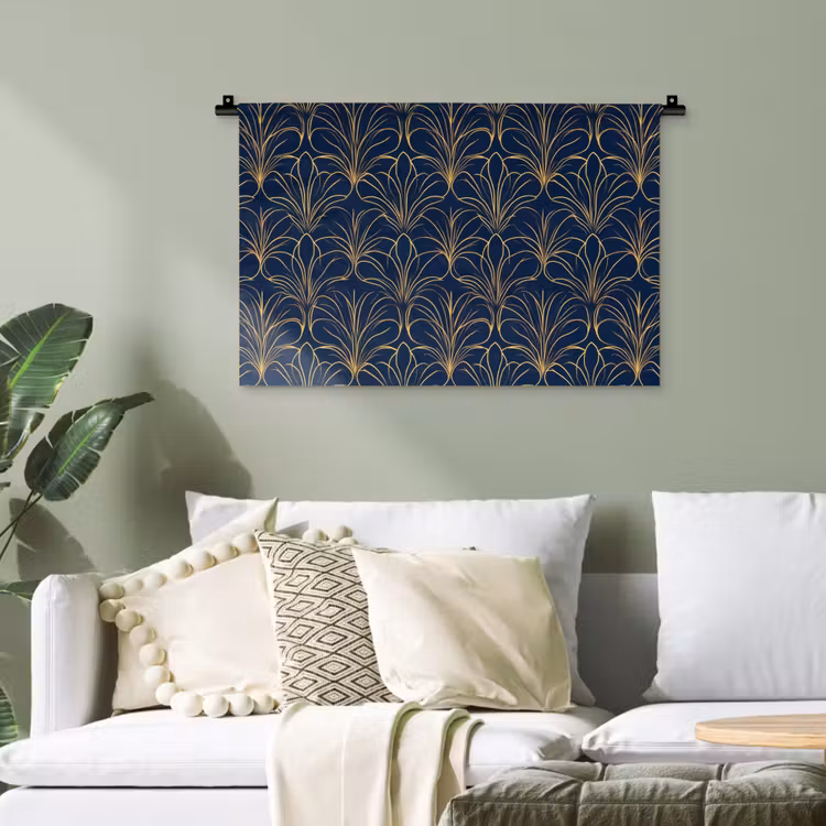 Deco - Waaier - Blauw Wandkleed katoen klein 269 -sfeer7