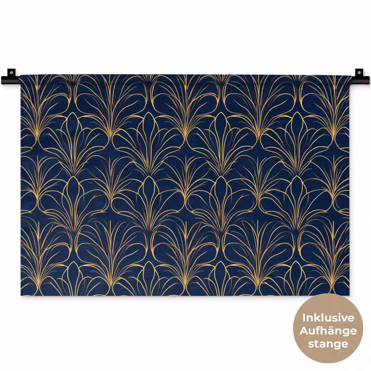 Deco - Waaier - Blauw Wandkleed katoen klein 269 -t3d_DE