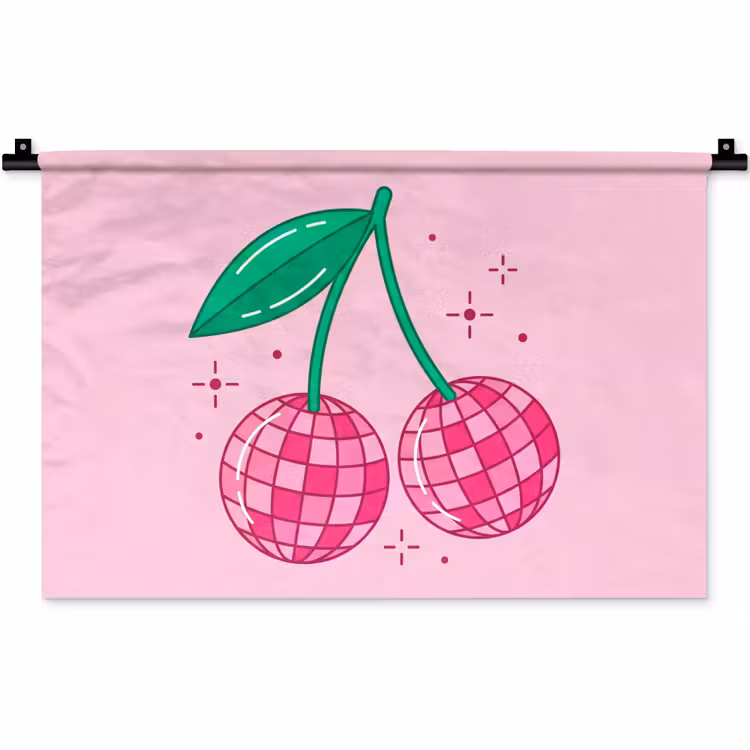 Decoratie - Disco-bal - Feest - Roze Wandkleed katoen klein -zz3d