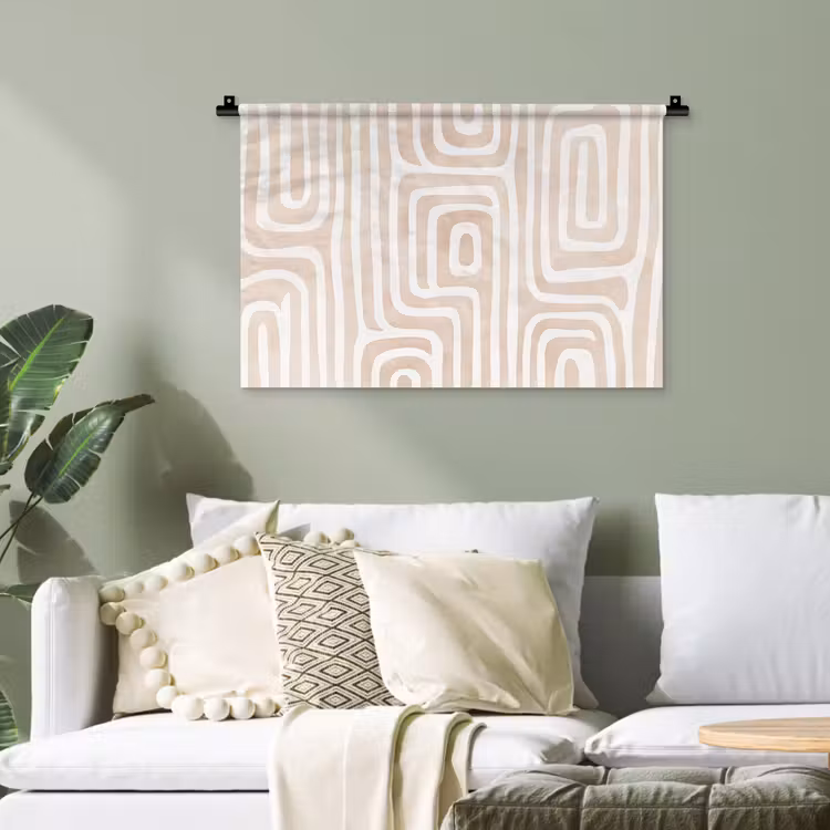 Decoratief - Labyrint - Beige Wandkleed katoen klein -sfeer7