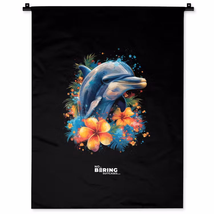 Dolfijn te midden van graffiti bloemen Wandkleed katoen klein -zz3d