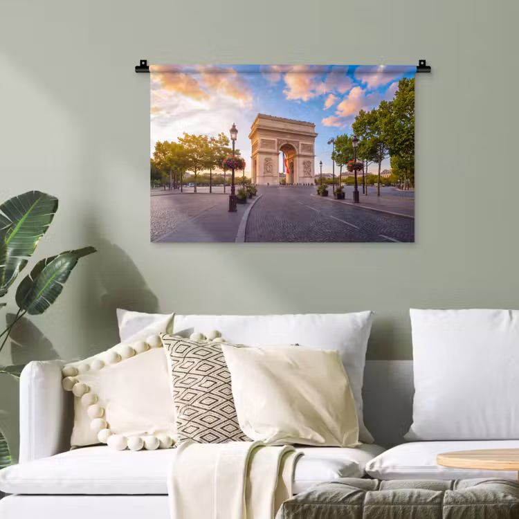 Monument - Parijs - Zonsondergang - Architectuur - Goud Wandkleed katoen klein -sfeer7