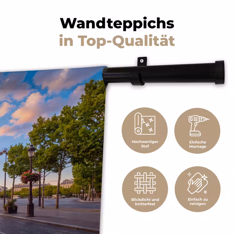 Monument - Parijs - Zonsondergang - Architectuur - Goud Wandkleed katoen klein -tsfeer2_DE