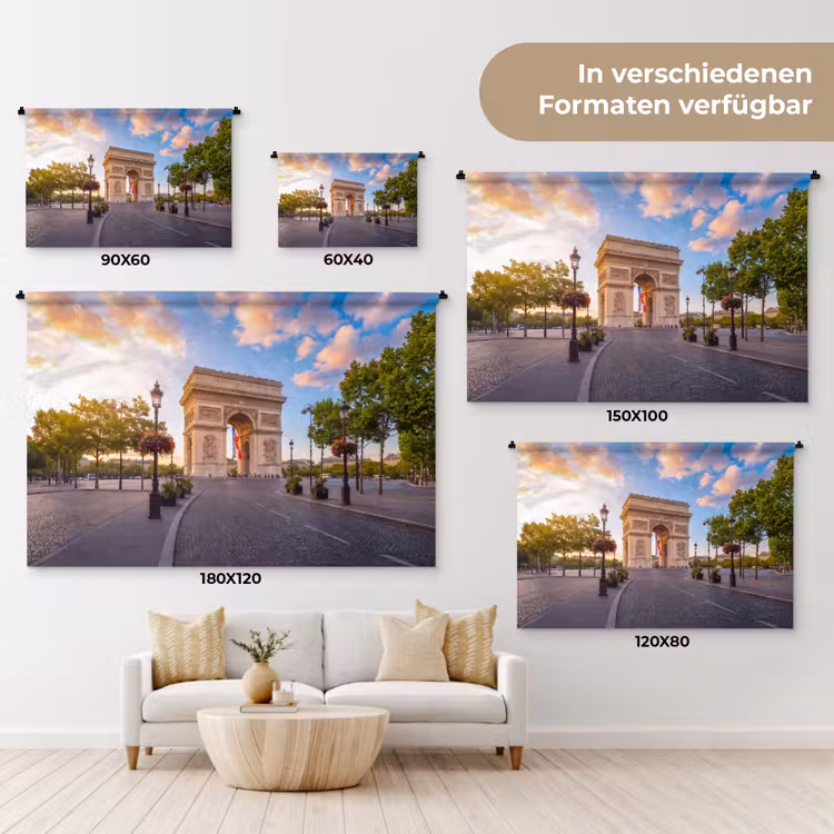 Monument - Parijs - Zonsondergang - Architectuur - Goud Wandkleed katoen klein -tsfeer8_DE