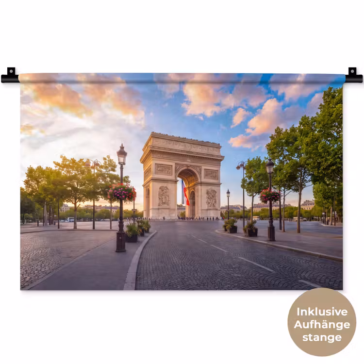 Monument - Parijs - Zonsondergang - Architectuur - Goud Wandkleed katoen klein -t3d_DE