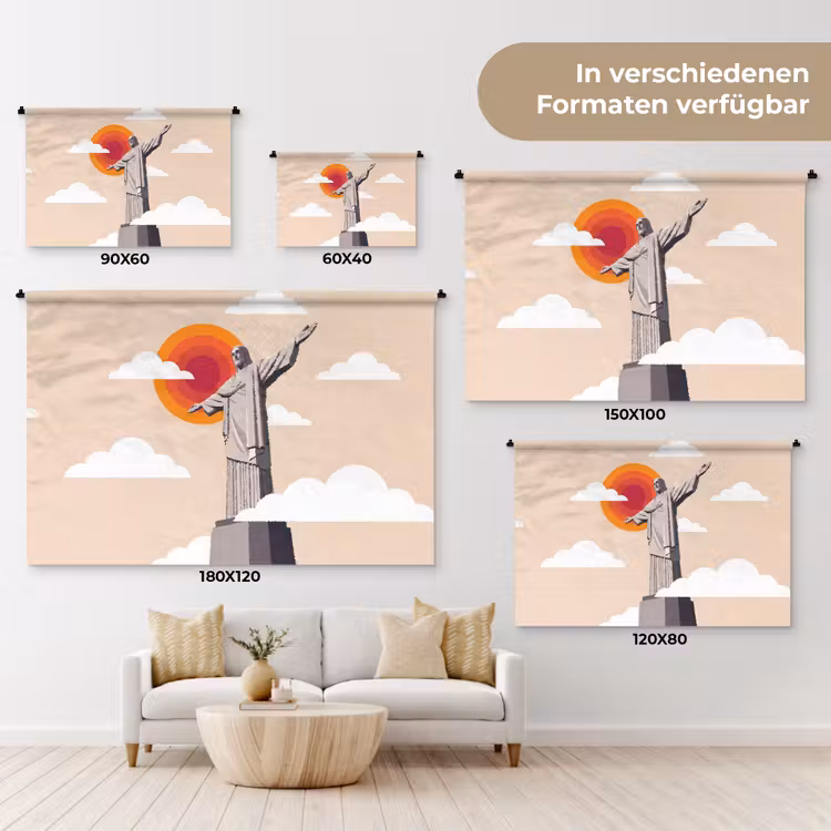 Monument - Stad - Zonsondergang - Minimalistisch - Oranje Wandkleed katoen klein -tsfeer8_DE