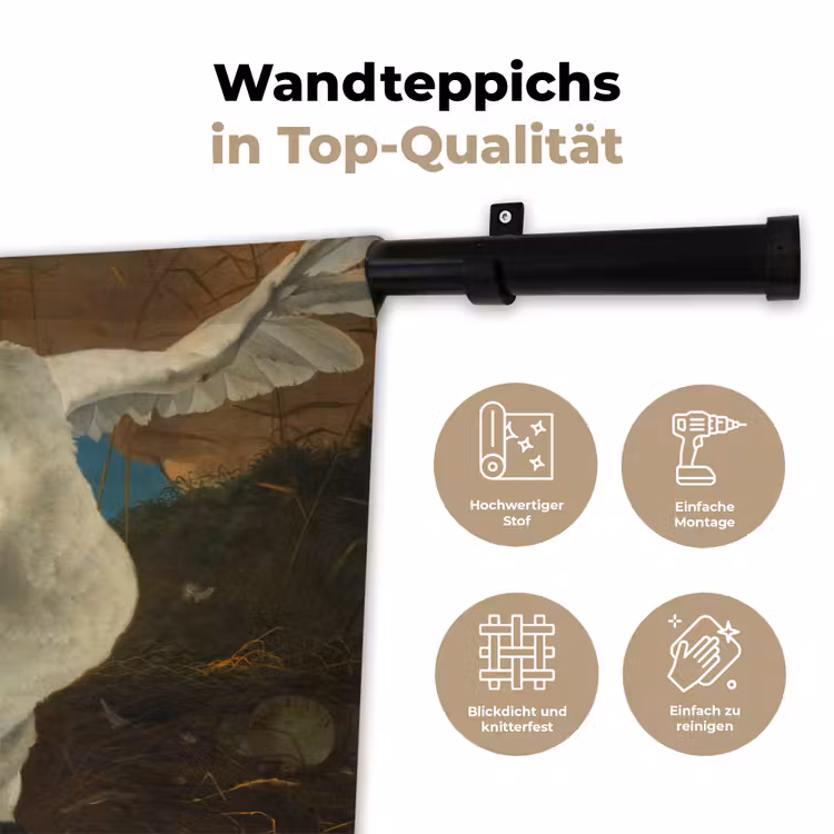 De bedreigde zwaan - Schilderij van Jan Asselijn Wandkleed katoen klein -tsfeer2_DE