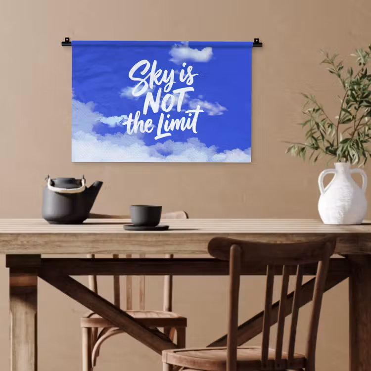 Sky is not the limit - Blauwe lucht - Wolken Wandkleed katoen klein -sfeer6