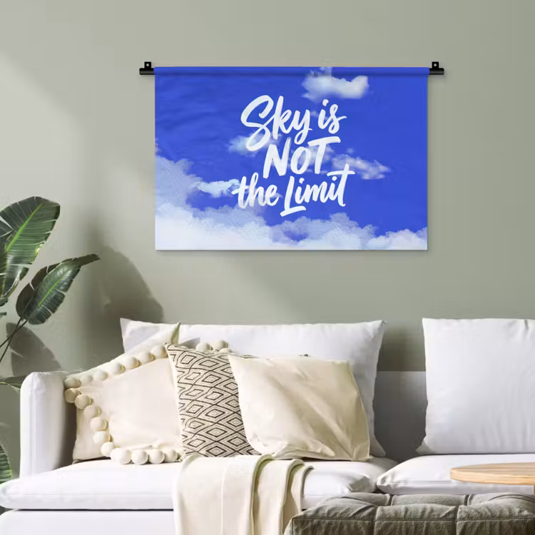 Sky is not the limit - Blauwe lucht - Wolken Wandkleed katoen klein -sfeer7