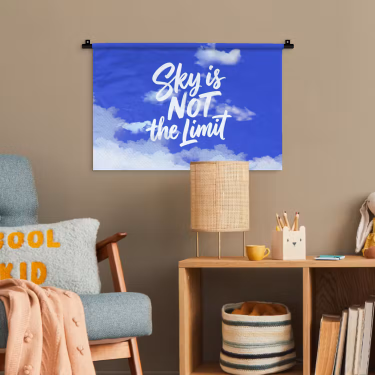 Sky is not the limit - Blauwe lucht - Wolken Wandkleed katoen klein -wsfeer4_kind