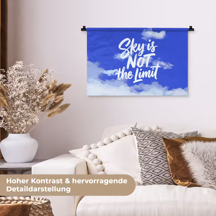 Sky is not the limit - Blauwe lucht - Wolken Wandkleed katoen klein -tsfeer1_DE