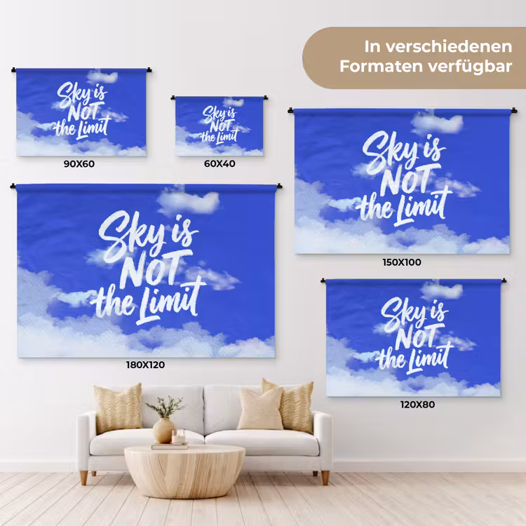 Sky is not the limit - Blauwe lucht - Wolken Wandkleed katoen klein -tsfeer8_DE