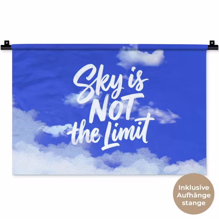 Sky is not the limit - Blauwe lucht - Wolken Wandkleed katoen klein -t3d_DE