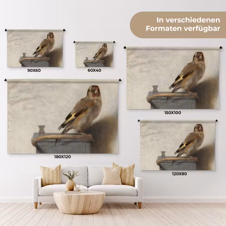 Het puttertje - Carel Fabritius Wandkleed katoen klein -tsfeer8_DE