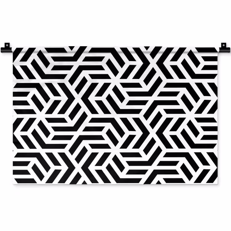 Design - Geometrie - Patroon - Zwart - Wit Wandkleed katoen klein 269 -zz3d