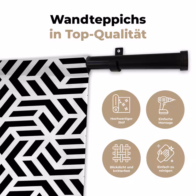 Design - Geometrie - Patroon - Zwart - Wit Wandkleed katoen klein 269 -tsfeer2_DE