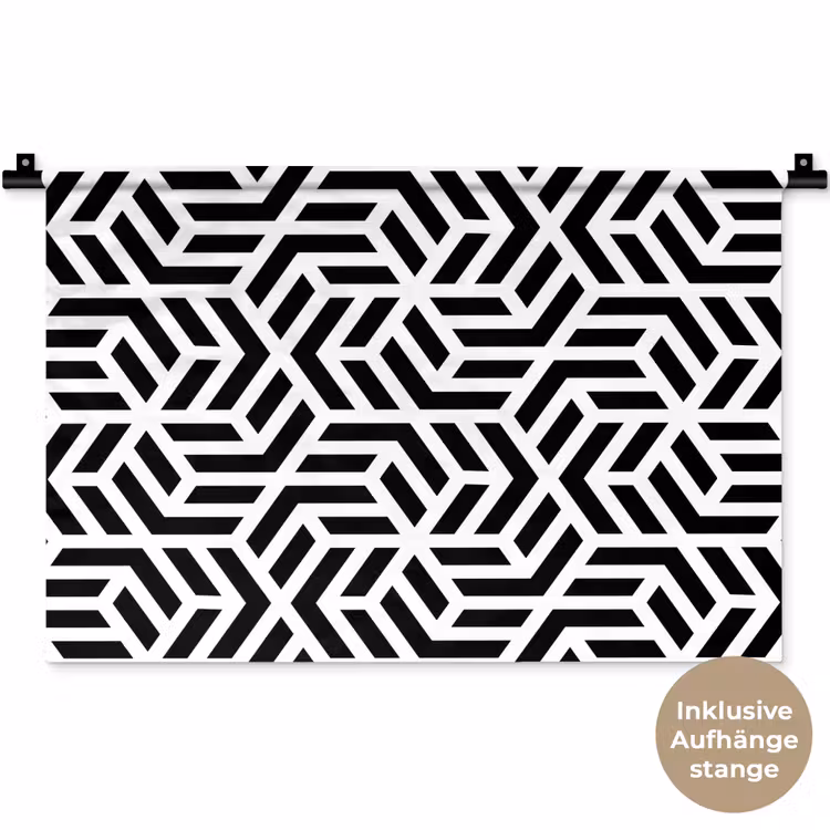 Design - Geometrie - Patroon - Zwart - Wit Wandkleed katoen klein 269 -t3d_DE