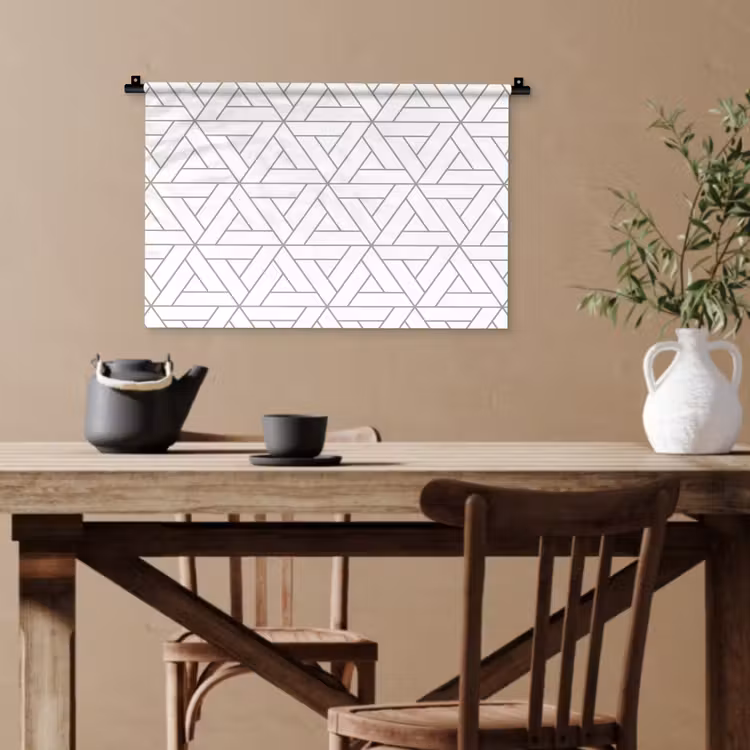 Design - Lijn - Patroon - Zwart - Wit Wandkleed katoen klein 269 -sfeer6