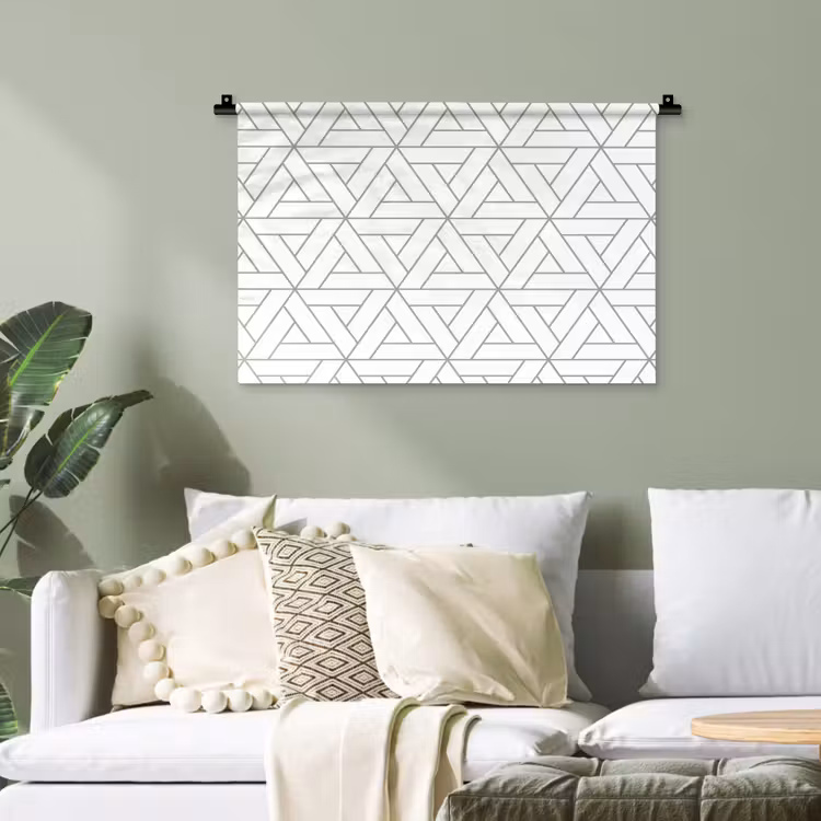 Design - Lijn - Patroon - Zwart - Wit Wandkleed katoen klein 269 -sfeer7