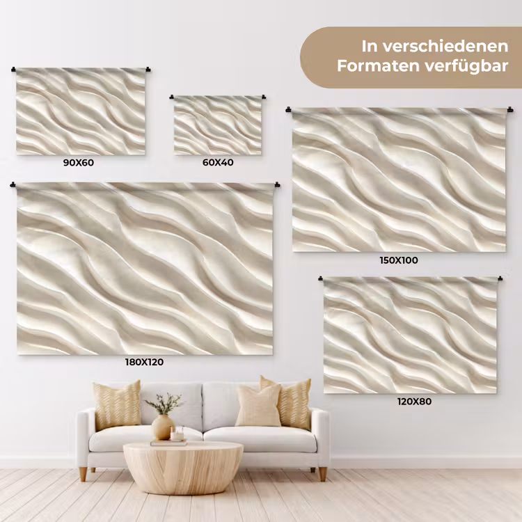Diagonaal - Golven - Crème Wandkleed katoen klein 269 -tsfeer8_DE