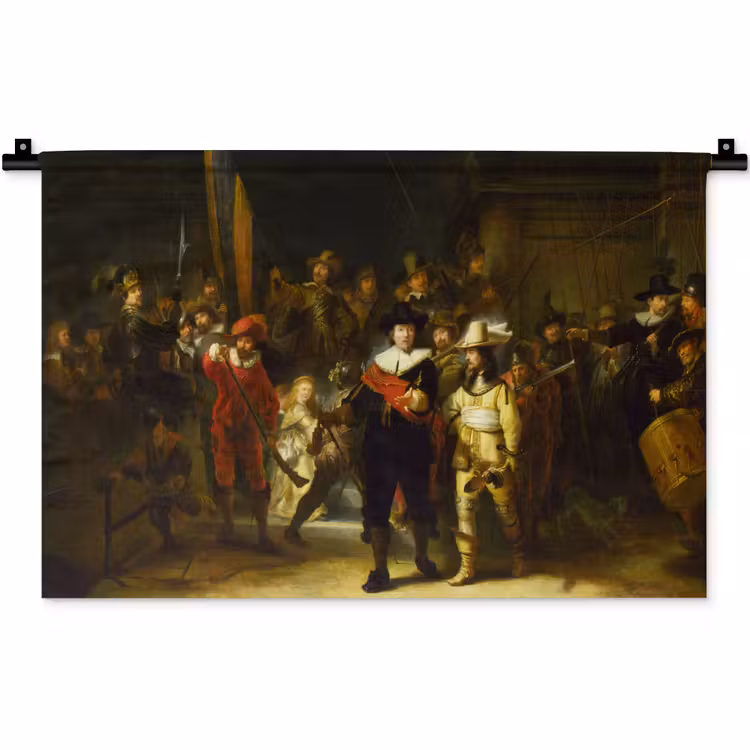De Nachtwacht - Rembrandt van Rijn Wandkleed katoen klein -zz3d