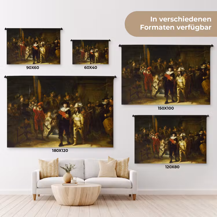 De Nachtwacht - Rembrandt van Rijn Wandkleed katoen klein -tsfeer8_DE