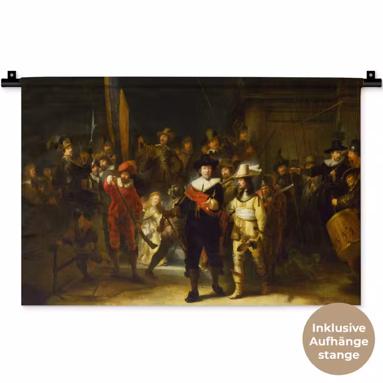 De Nachtwacht - Rembrandt van Rijn Wandkleed katoen klein -t3d_DE