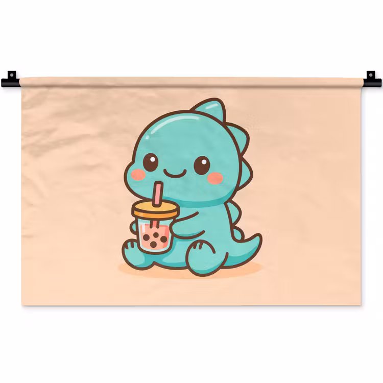 Dino - Boba - kawaii - Oranje Wandkleed katoen klein -zz3d