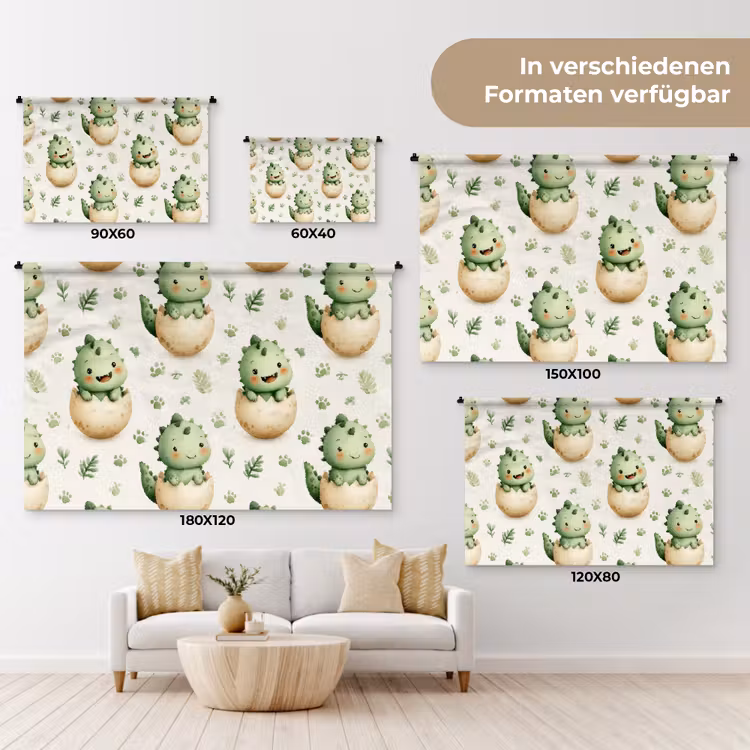 Dino - Eieren - Groen Wandkleed katoen klein 269 -tsfeer8_DE